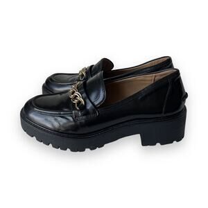 Sam Edelman Black Loafers with Gold Accent